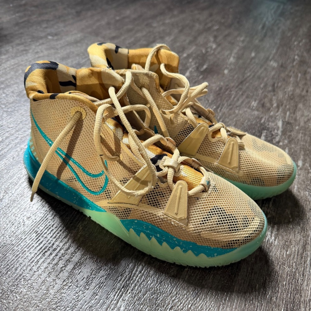 Nike Kyrie 7 GS Basketball Shoes Kids 6.5Y Ivory Blue CT4080-207 Mid Top Mesh